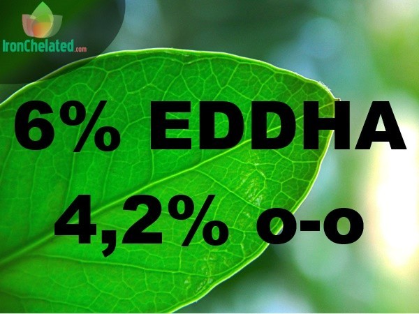 Imagen de un producto de Quelato de hierro con 6% EDDHA y 4,2% o-o, ideal para suelos con condiciones normales